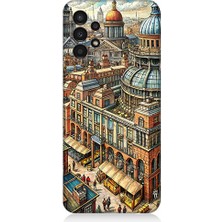 Teknomeg Samsung Galaxy A13 Uyumlu Karikatür Tarihi Binalar Desenli Silikon Kılıf