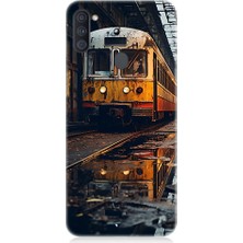 Teknomeg Samsung Galaxy A11 Uyumlu Eski Sarı Tren Desenli Silikon Kılıf
