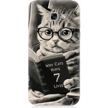 Teknomeg Samsung Galaxy A3 2017 Uyumlu Kitap Okuyan Kedi Desenli Silikon Kılıf