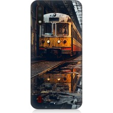 Teknomeg Samsung Galaxy A01 Uyumlu Eski Sarı Tren Desenli Silikon Kılıf
