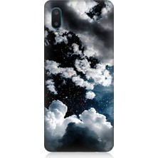 Teknomeg Samsung Galaxy A02 Uyumlu Bulutlu Bir Gece ve Yıldızlar  Desenli Silikon Kılıf