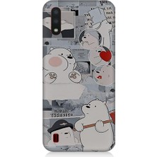 Teknomeg Samsung Galaxy A01 Uyumlu Yaramaz Kutup Ayısı Desenli Silikon Kılıf