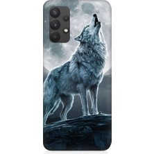 Teknomeg Samsung Galaxy A32 Uyumlu Kurt ve Dolunay Desenli Silikon Kılıf