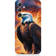 Teknomeg Samsung Galaxy A54 Uyumlu Siyah Beyaz Kartal Desenli Silikon Kılıf