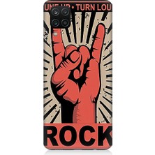 Teknomeg Samsung Galaxy A12 Uyumlu Rock Müzik Desenli Silikon Kılıf