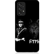 Teknomeg Samsung Galaxy A73 Uyumlu Mustafa Kemal Atatürk ve Kurt Desenli Silikon Kılıf