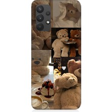 Teknomeg Samsung Galaxy A32 Uyumlu Sevgili Aşık Ayılar Desenli Silikon Kılıf