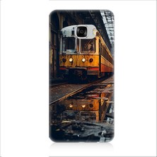 Teknomeg Samsung Galaxy C5 Uyumlu Eski Sarı Tren Desenli Silikon Kılıf