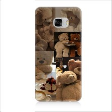 Teknomeg Samsung Galaxy C7 Pro Uyumlu Sevgili Aşık Ayılar Desenli Silikon Kılıf