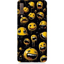 Teknomeg Samsung Galaxy A7 2018 Uyumlu Tuhaf Smiley'ler Desenli Silikon Kılıf