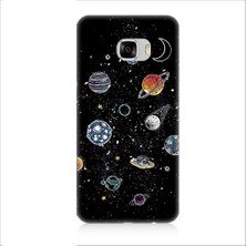 Teknomeg Samsung Galaxy C5 Pro Uyumlu Gezegenler ve Güneş Sistemi Desenli Silikon Kılıf