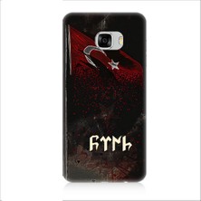 Teknomeg Samsung Galaxy C5 Uyumlu Bayrak ve Göktürkçe Türk Desenli Silikon Kılıf