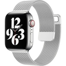 Apple Watch 38 mm / 40 mm / 41 mm (Seriler /se ile Uyumlu) Milanes Loop Mıknatıslı Hasır Metal Kordon Starlight