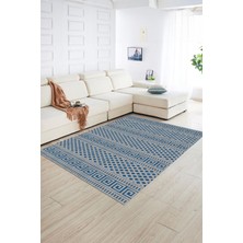 Napoli Home Dijital Baskılı Kaymaz Taban Yıkanabilir Sade Yolluk Mutfak Salon Halısı, N-Sade-21-Mavi,