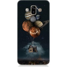Teknomeg Samsung Galaxy J7 Duo Uyumlu Gezegenler ve Uçan Ev Desenli Silikon Kılıf