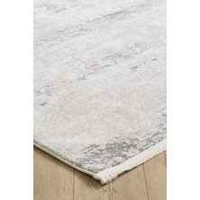 Ottofis Toscana Koleksiyonu 3.5m² 150x230cm Krem-Gri Renk %100 Polyester İplik Tüylenme ve Toz Yapmayan Düz Saçaklı Makine Halısı