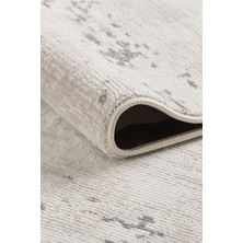 Ottofis Toscana Koleksiyonu 3.5m² 150x230cm Krem-Gri Renk %100 Polyester İplik Tüylenme ve Toz Yapmayan Düz Saçaklı Makine Halısı