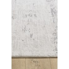 Ottofis Toscana Koleksiyonu 3.5m² 150x230cm Krem-Gri Renk %100 Polyester İplik Tüylenme ve Toz Yapmayan Düz Saçaklı Makine Halısı