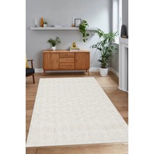 Napoli Home Dijital Baskılı Kaymaz Taban Yıkanabilir Sade Yolluk Mutfak Salon Halısı, N-Sade-10-Krem,