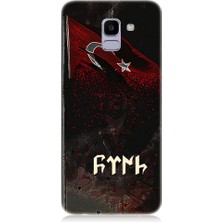 Teknomeg Samsung Galaxy J6 Uyumlu Bayrak ve Göktürkçe Türk Desenli Silikon Kılıf