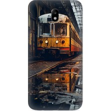 Teknomeg Samsung Galaxy J7 Pro Uyumlu Eski  Metro Istasyonu ve Tren Desenli Silikon Kılıf