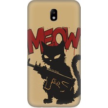 Teknomeg Samsung Galaxy J7 Pro Uyumlu Kara Kedi ve Silah Desenli Silikon Kılıf
