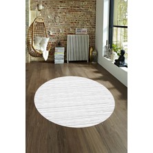 Napoli Home Dijital Baskılı Kaymaz Taban Yıkanabilir Sade Yuvarlak Mutfak Salon Halısı, N-Y-Sade-32-Beyaz,