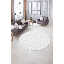 Napoli Home Dijital Baskılı Kaymaz Taban Yıkanabilir Sade Yuvarlak Mutfak Salon Halısı, N-Y-Sade-32-Beyaz,