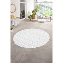 Napoli Home Dijital Baskılı Kaymaz Taban Yıkanabilir Sade Yuvarlak Mutfak Salon Halısı, N-Y-Sade-32-Beyaz,