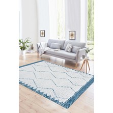 Napoli Home Dijital Baskılı Kaymaz Taban Yıkanabilir Sade Yolluk Mutfak Salon Halısı, N-Sade-17-Mavi,
