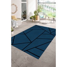 Napoli Home Dijital Baskılı Kaymaz Taban Yıkanabilir Sade Yolluk Mutfak Salon Halısı, N-Sade-50-Mavi,