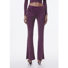 Mango Lurex Örgülü Geniş Paça Pantolon