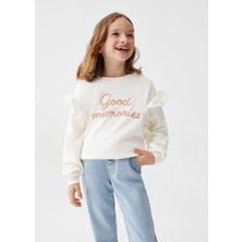 Mango Kids Fırfırlı Mesajlı Sweatshirt