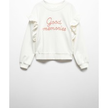 Mango Kids Fırfırlı Mesajlı Sweatshirt