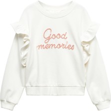 Mango Kids Fırfırlı Mesajlı Sweatshirt