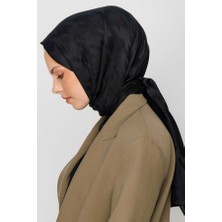 Valor Scarf Siyah Kazayağı Desen Ipeksi Jakar Şal