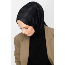 Valor Scarf Siyah Kazayağı Desen Ipeksi Jakar Şal