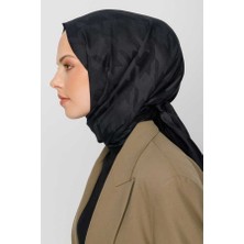 Valor Scarf Siyah Kazayağı Desen Ipeksi Jakar Şal