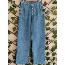 Çınar Butik Likralı Kadın Taşlı Kot Mavi - 48