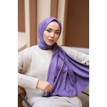 Silk Home Marka Jakarlı Deluxe Şal - Eflatun