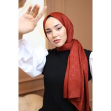 Silk Home Marka Jakarlı Deluxe Şal - Kiremit