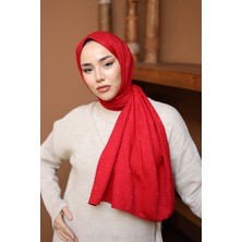 Silk Home Marka Jakarlı Deluxe Şal - Kırmızı
