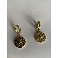 Pinery Jewels Kutup Yıldızı Halka Çelik Kararmaz Gold Kaplama Küpe Çifti