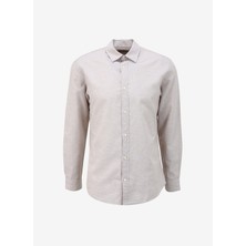 Jack & Jones Slim Fit Krem Erkek Gömlek Jjelınen Blend Shırt Ls Sn