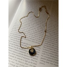 Pinery Jewels Hologramlı Kuzey Yıldızı Çelik Kararmaz Gold Kolye