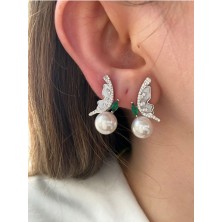 Pinery Jewels Vıp Seri - Kadın 3'lü Sedefli Sallantılı Incili Kupe Seti