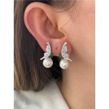 Pinery Jewels Vıp Seri - Kadın 3'lü Sedefli Sallantılı Incili Kupe Seti