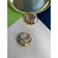 Pinery Jewels Vıp Özel Seri - Deniz Kabuğu Altın Kaplama Küpe Çifti