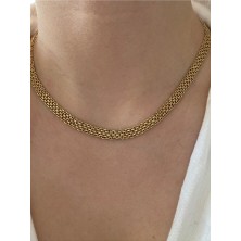 Pinery Jewels Örme Zincir Çelik Kararmaz Kadın Gold Kolye