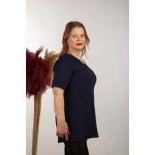 Boutique Arzu Inan Tunik V Yaka Kısa Kollu Yıtmaçlı